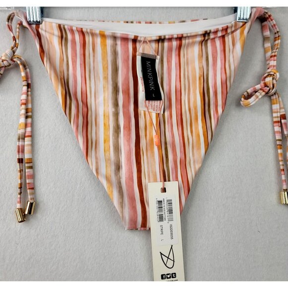Minkpink Amaya Tie Side Bikini Bottoms Stripe Large Swimwear - Picture 6 of 6